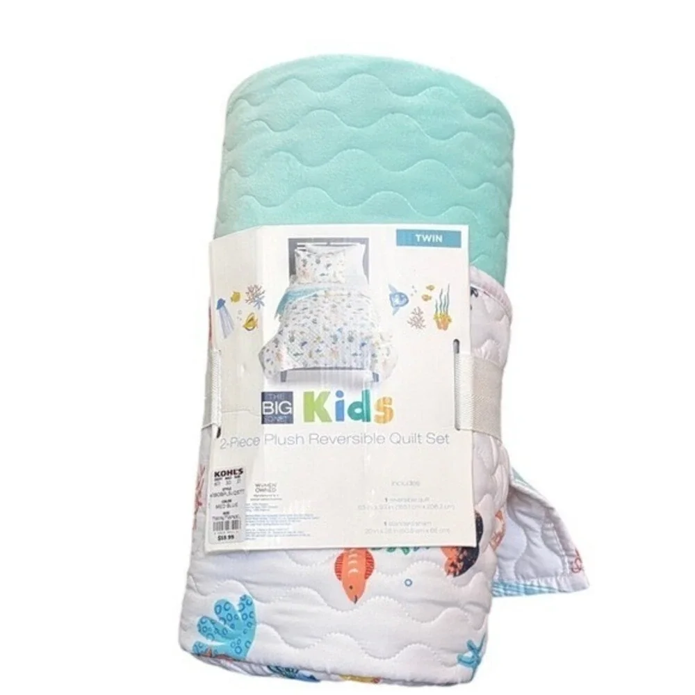 The Big One Kids Ocean Nautical 2 Piece Twin Reversible Comforter Quilt NEW - Picture 2 of 12